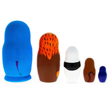 Load image into Gallery viewer, Set of 5 Zoo Animals Wooden Nesting Dolls