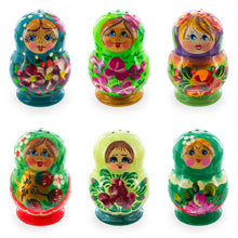 Load image into Gallery viewer, Set of 2 Green Salt and Pepper Shakers Nesting Dolls in Assortment (Styles May Vary)