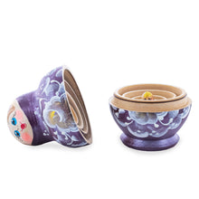 Load image into Gallery viewer, Bourbon Color with White Flowers Wooden  Nesting Dolls