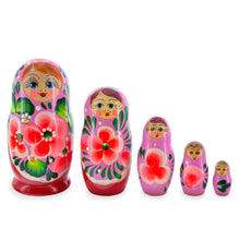 Load image into Gallery viewer, Orange Hood with Velvet Flowers Wooden  Nesting Dolls
