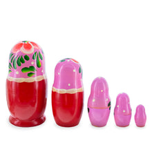 Load image into Gallery viewer, Orange Hood with Velvet Flowers Wooden  Nesting Dolls