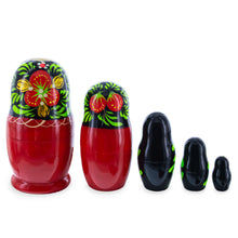 Load image into Gallery viewer, Red Color with Berries and Flowers Wooden  Nesting Dolls