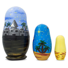 Load image into Gallery viewer, Set of 3 Nativity Scene- Jesus, Mary, Wisemen Nesting Dolls 4.25 Inches