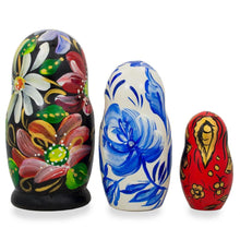 Load image into Gallery viewer, Set of 3 Khokhloma Flowers Wooden Nesting Dolls 4.25 Inches