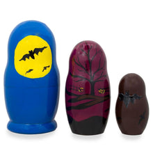 Load image into Gallery viewer, Set of 3 Halloween Witch and Pumpkins Wooden Nesting Dolls 4.25 Inches