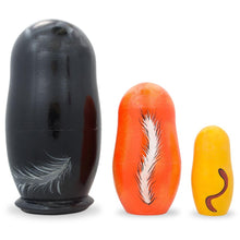 Load image into Gallery viewer, Set of 3 Black, Red &amp; Yellow Cats Wooden Nesting Dolls 4.25 Inches