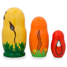 Load image into Gallery viewer, Set of 3 Lion, Tiger, and Fox Wooden Nesting Dolls 4.25 Inches
