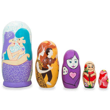 Load image into Gallery viewer, Set of 5 Happy Mother's Day Wooden Animal Nesting Dolls 6 Inches