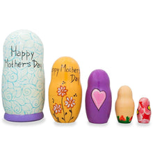 Load image into Gallery viewer, Set of 5 Happy Mother's Day Wooden Animal Nesting Dolls 6 Inches
