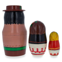 Load image into Gallery viewer, Set of 3 Ukrainian Hutsuls Family Wooden Nesting Dolls 4.5 Inches