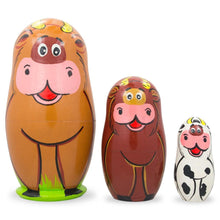 Load image into Gallery viewer, Set of 3 Cows Wooden Nesting Dolls 4.25 Inches