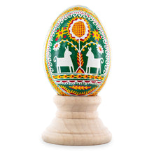 Load image into Gallery viewer, Horses on Green Authentic Blown Real Eggshell Ukrainian Easter Egg Pysanka