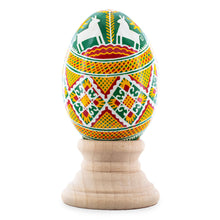 Load image into Gallery viewer, Horses on Green Spiral Authentic Blown Real Eggshell Ukrainian Easter Egg Pysanka