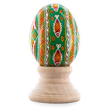 Load image into Gallery viewer, Geometrical Green Authentic Blown Real Eggshell Ukrainian Easter Egg Pysanka