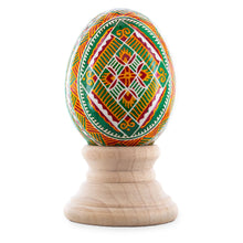 Load image into Gallery viewer, Geometrical Green Authentic Blown Real Eggshell Ukrainian Easter Egg Pysanka