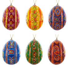 Load image into Gallery viewer, Set of 6 Ukrainian Wooden Easter Egg Ornaments 2.5 Inches
