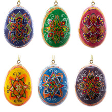 Load image into Gallery viewer, Set of 6 Hand Painted Wooden Ukrainian Easter Egg Ornaments 2.5 Inches