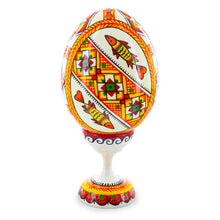 Load image into Gallery viewer, Fish Ukrainian Wooden Easter Egg Pysanka on a Stand 3.75 Inches