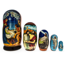 Load image into Gallery viewer, Set of 5 Jesus is Born Nativity Scene Nesting Dolls Matryoshka
