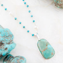 Load image into Gallery viewer, Madeleine Blue Turquoise and Sterling Silver Drop Pendant Necklace