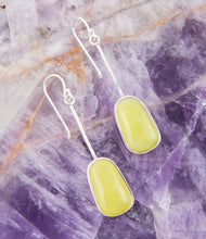 Load image into Gallery viewer, Madeleine Yellow Jade and Sterling Silver Earrings