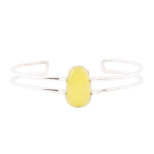 Load image into Gallery viewer, Madeleine Yellow Jade Sterling Silver Cuff Bracelet