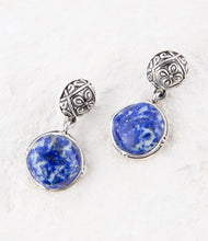 Load image into Gallery viewer, Madrid Blue Lapis Sterling Silver Post Drop Earrings