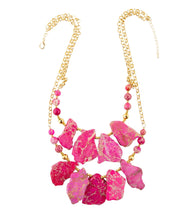 Load image into Gallery viewer, Pink Magenta Dreams Jasper and Goldtone Statement Necklace