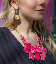 Load image into Gallery viewer, Pink Magenta Dreams Jasper and Goldtone Statement Necklace