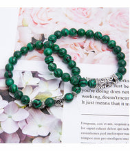 Load image into Gallery viewer, Malachite Peaceful Energy With Owl Charm Lucky Bracelet