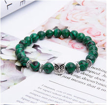 Load image into Gallery viewer, Malachite Peaceful Energy With Owl Charm Lucky Bracelet