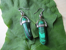 Load image into Gallery viewer, Malachite Chakra Point Peaceful Earrings