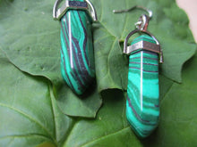 Load image into Gallery viewer, Malachite Chakra Point Peaceful Earrings