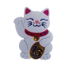 Load image into Gallery viewer, Maneki Neko Lucky Cat Brooch by Cherryloco Jewellery