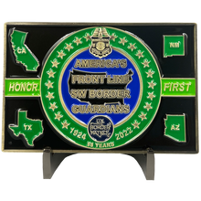 Load image into Gallery viewer, EL13-003 Border Patrol Agent Timeline CBP BPA Challenge Coin Thin Green Line Honor First CA AZ TX NM