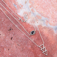 Load image into Gallery viewer, Marcasite and Onyx Sterling Silver Layered Necklace