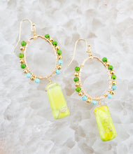 Load image into Gallery viewer, Margarita Green Jasper Golden Drop Earrings