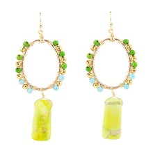 Load image into Gallery viewer, Margarita Green Jasper Golden Drop Earrings