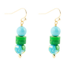 Load image into Gallery viewer, Margarita Mixed Blue and Green Golden Drop Earrings