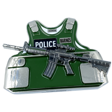 Load image into Gallery viewer, BL14-013 MILITARY POLICE MP MARINES M4 Body Armor 3D self standing Police Challenge Coin MARINE CORPS Thin Green Line