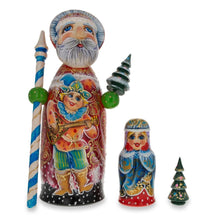 Load image into Gallery viewer, Hand Carved Solid Wood Santa Did Moroz Nesting Dolls 9.5 Inches