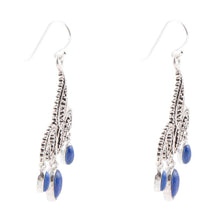 Load image into Gallery viewer, Mehendi Blue Lapis and Sterling Silver Chandelier Earrings