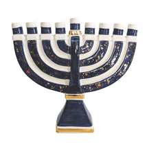 Load image into Gallery viewer, Shimmering Stars Menorah with 22K Gold Accents and Optional Monogram