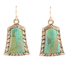 Load image into Gallery viewer, Meriette Blue Turquoise Golden Drop Earrings