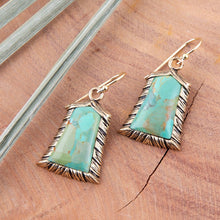 Load image into Gallery viewer, Meriette Blue Turquoise Golden Drop Earrings