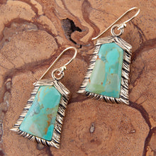 Load image into Gallery viewer, Meriette Blue Turquoise Golden Drop Earrings