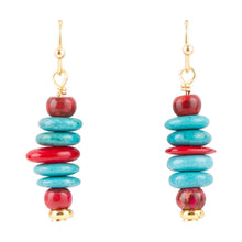 Load image into Gallery viewer, Mija Turquoise and Magenta Stack Earrings