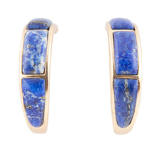 Load image into Gallery viewer, Mila Blue Lapis Hoop Golden Earrings