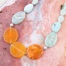 Load image into Gallery viewer, Minty Blue and Orange Nectar Necklace