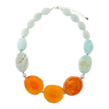 Load image into Gallery viewer, Minty Blue and Orange Nectar Necklace